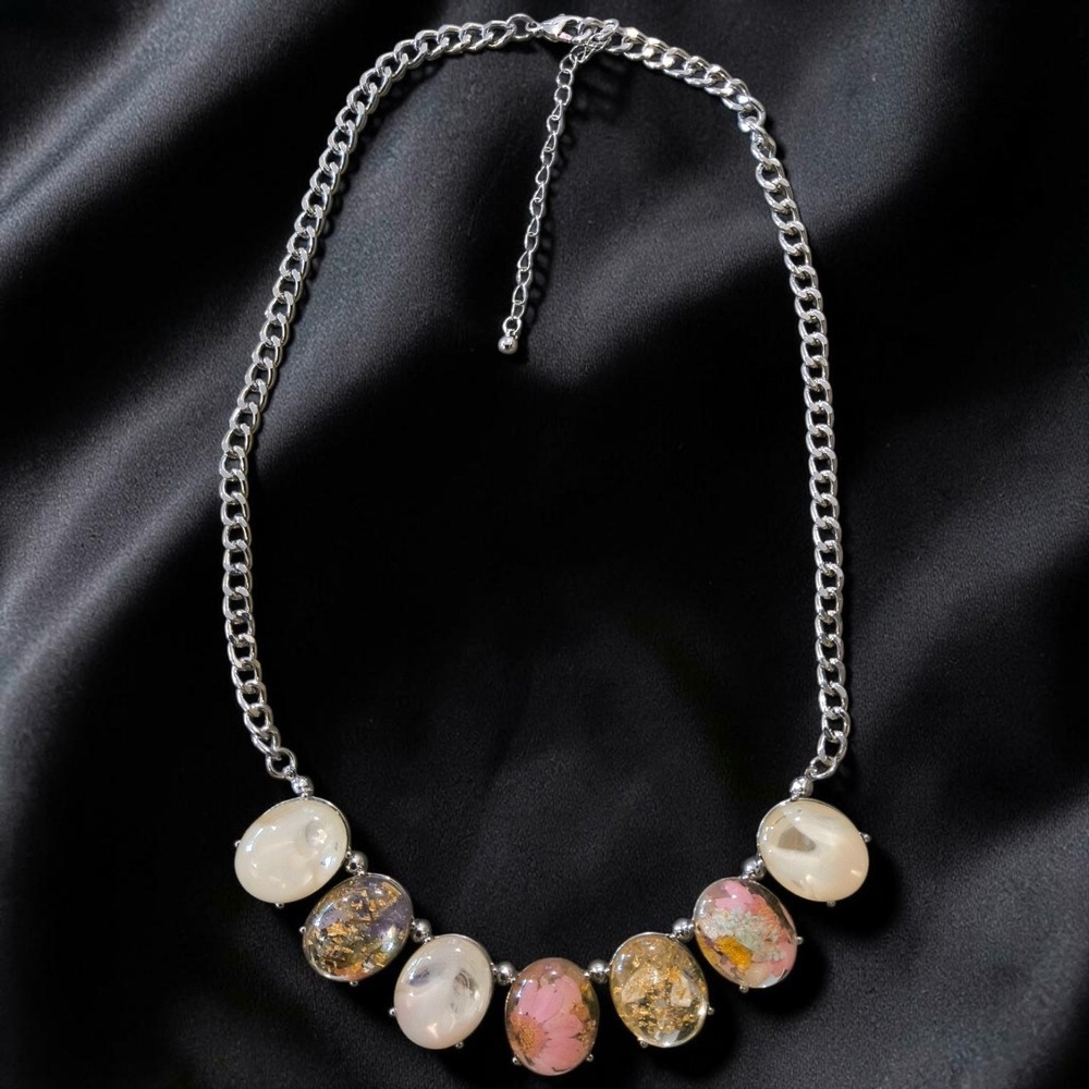 Botanical Pressed Flower Resin Necklace Cottagecore Fairycore Adjustable
